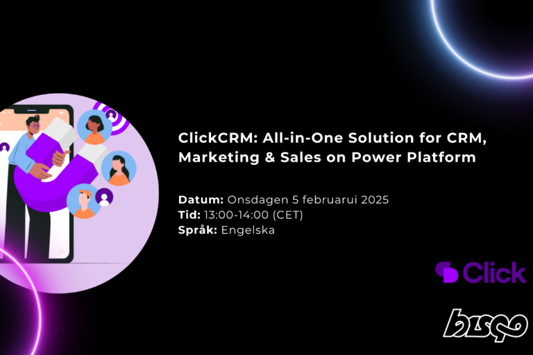 Info om Bisqo's webinar: ClickCRM: All-in-One Solution for CRM, Marketing & Sales on Power Platform