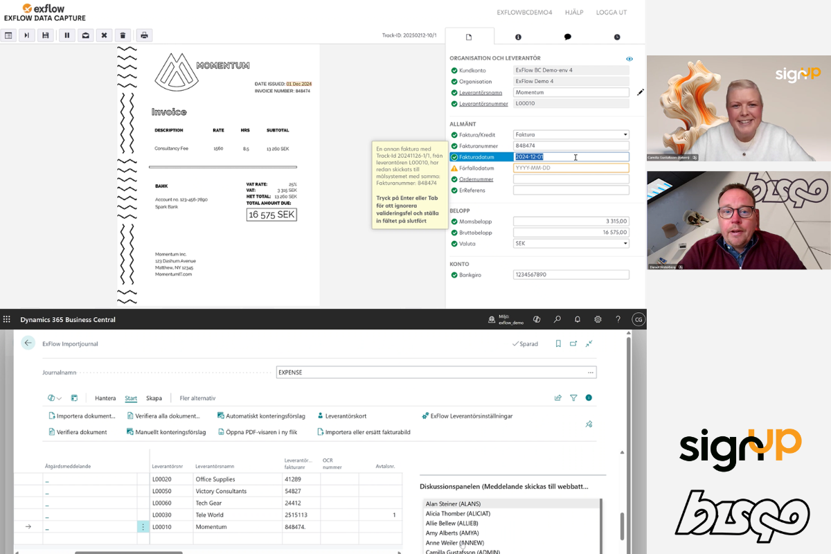 Bild från webinariet med SIgnUp Software