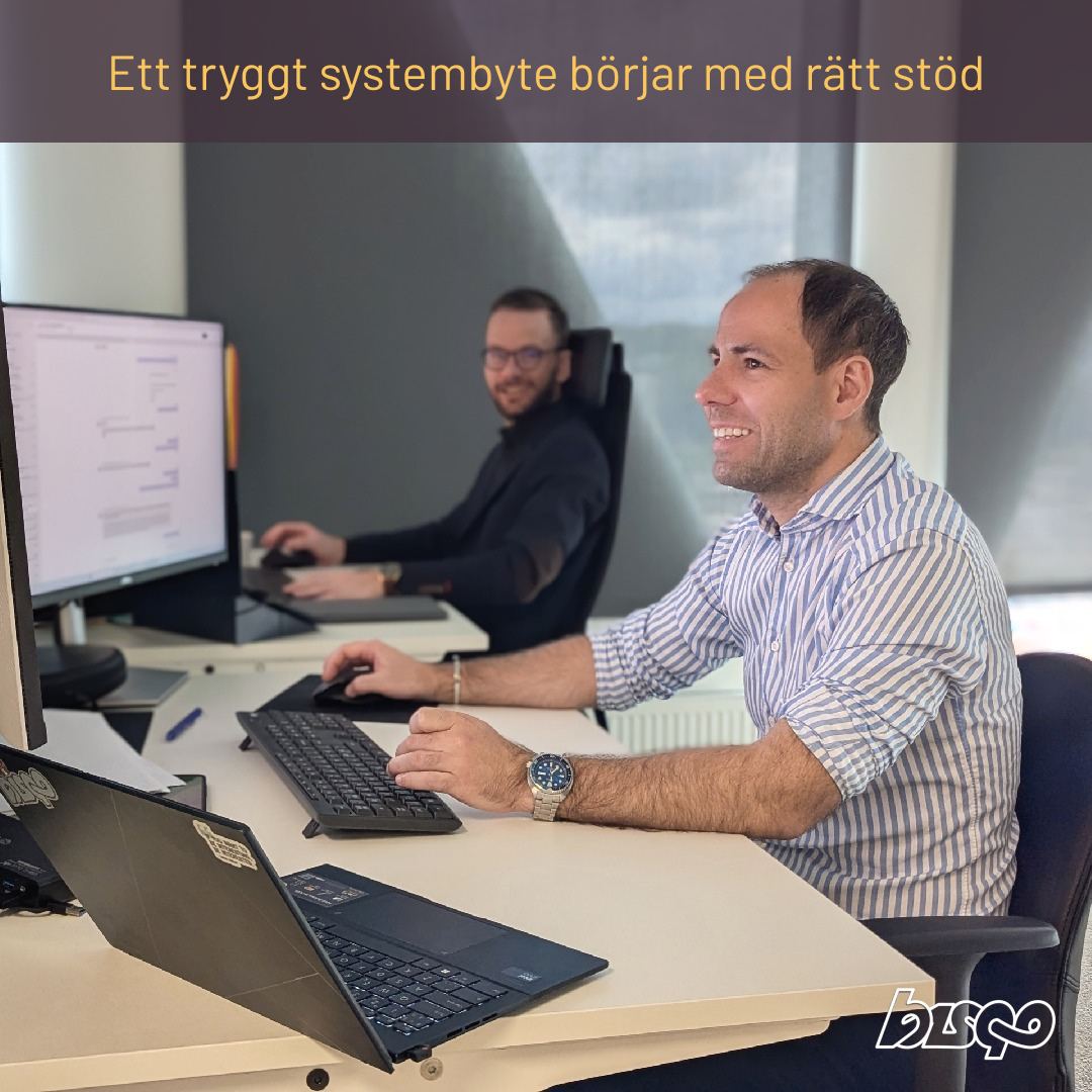 Ett systembyte börjar med rätt stöd. I bild syns Linus och Marcus på Bisqo.